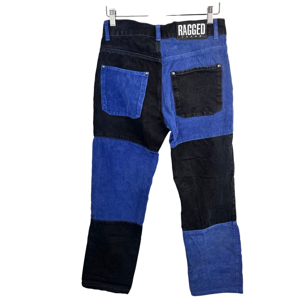 The Ragged Priest Mixed Cord Jean Color-Blocked Corduroy Jeans in Black Blue 28